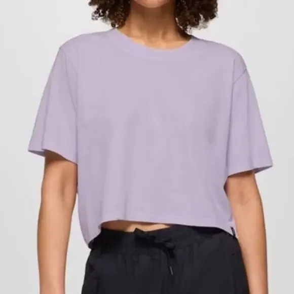 Prana Everyday Crop Tee Women's L Luminous Relaxed Fit Premium Softness Organic - Picture 1 of 9